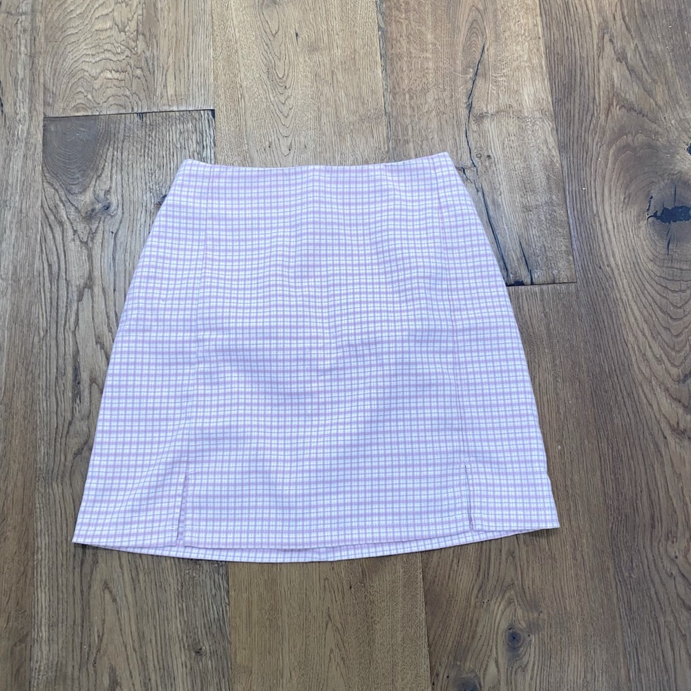 Brand Melville pink plaid mini skirt